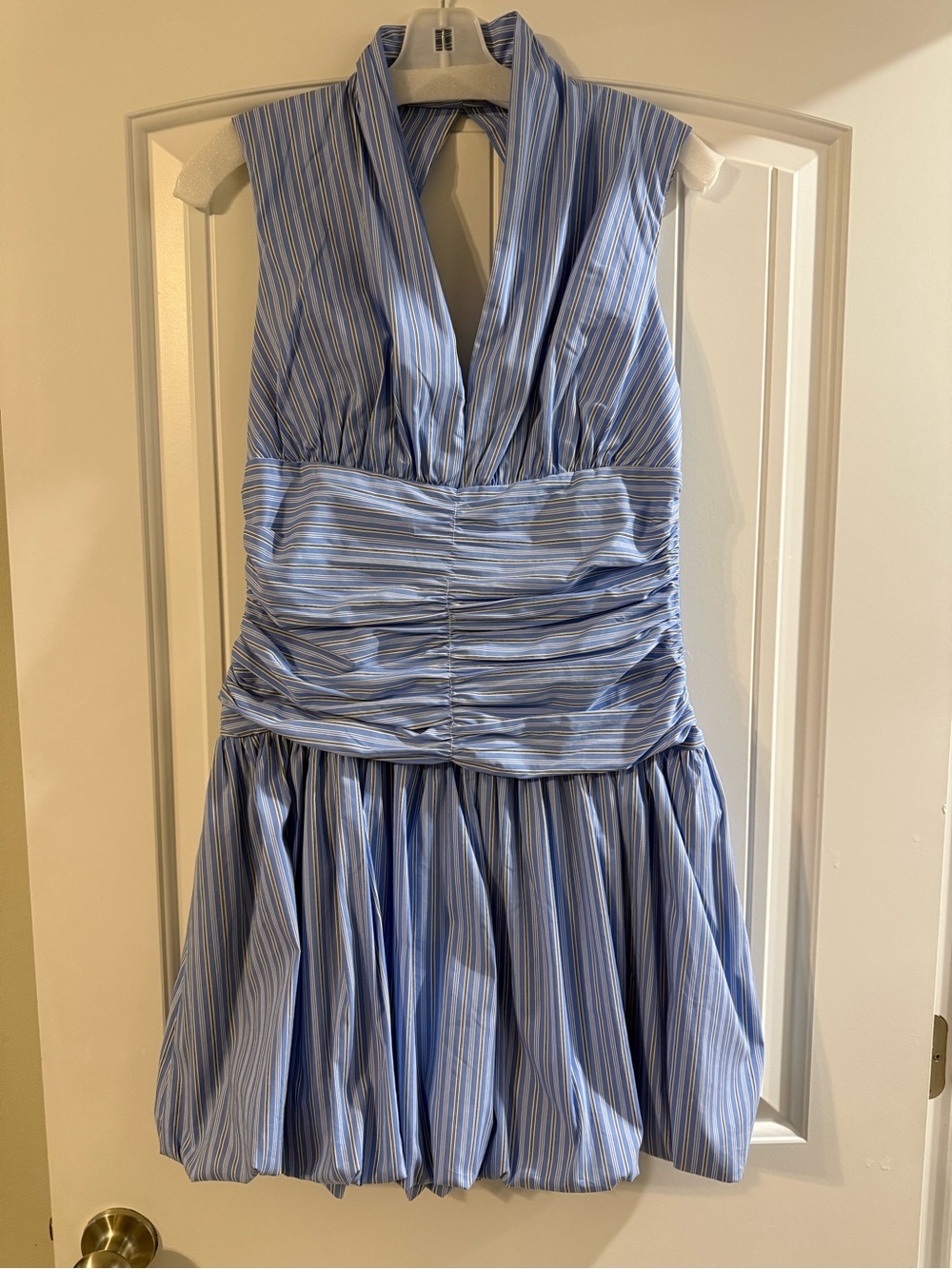 Dolce Cabo Blue Striped V-Neck Dress